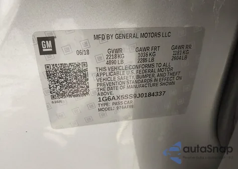 2018 Cadillac Cts Luxury z USA, uszkodzony, nr VIN 1G6AX5SS9J0184337